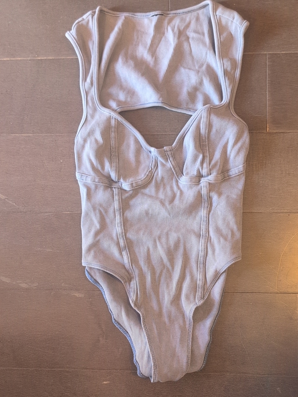 Guess by Marciano Ribbed One-Piece Bodysuit - Light Blue